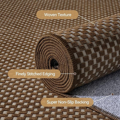 Hallway Runner Rug Long Kitchen Runner Washable Dark Brown 2x8 ft | Boho Woven - Image 5