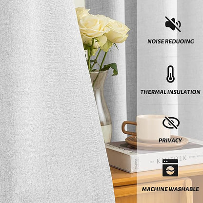 Yakamok White Linen Textured Curtains 90 Inches Long - Image 5
