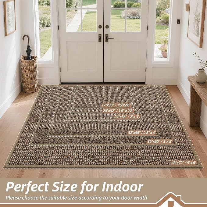 BEQHAUSE Dirt Trapper Door Mat 32" x 48", Non-Slip Washable Doormats, Low - Image 2