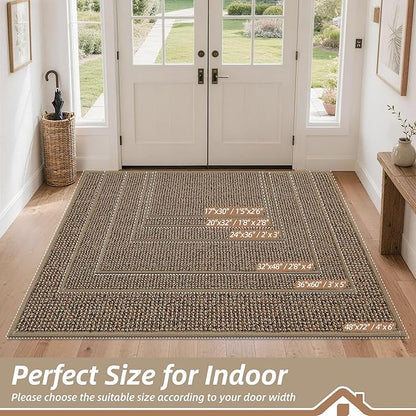BEQHAUSE Dirt Trapper Door Mat 20" x 32", Non-Slip Washable Doormats, Low - Image 2