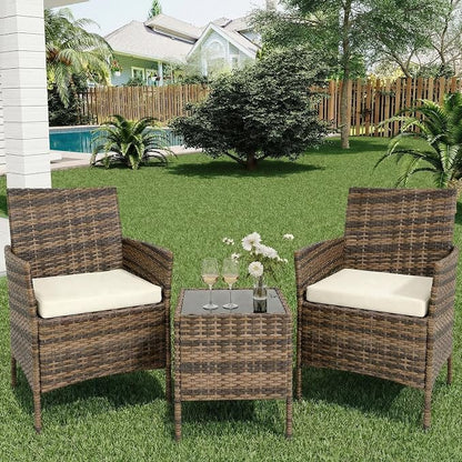 GarveeLife 3 Piece Patio Furniture Set, Rattan Outdoor Furniture - Image 7
