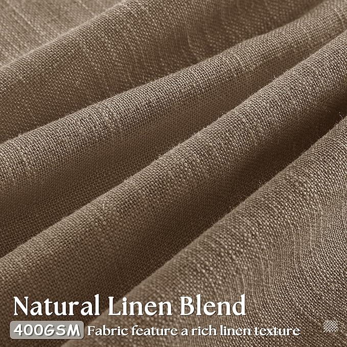 Extra Long Country Brown Linen Pleat Curtains 120 Inches Length Dutch Cocoa | - Image 3