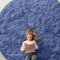 OLANLY Denim Blue Round Rugs for Bedroom by OLANLY