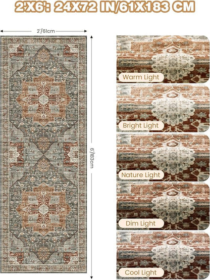 Runner Rug 2x6, Non Slip Washable Rugs - Image 2
