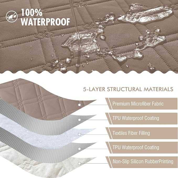 Genina Waterproof Couch Cover, Washable Anti-Slip 78inch Sofa Covers - Image 5