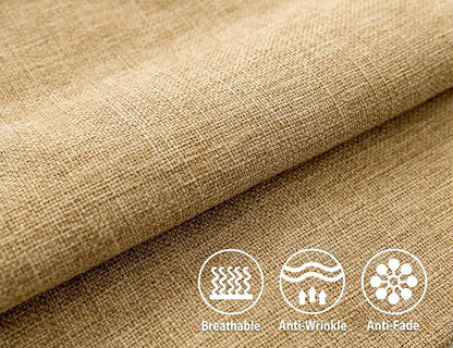 Stellhome Set of 2 Decorative Linen Throw Pillow Covers Square Farmhouse Burlap - Image 2
