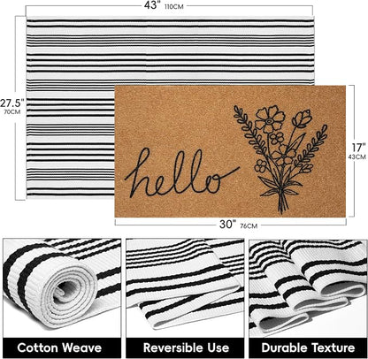 2 PCS Spring Welcome Door Mat Set, Farmhouse Spring Wildflower Doormat - Image 2
