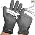 Schwer Ultimate Cut Resistant Gloves Beyond ANSI A9, Reinforced Stainless Steel Glove, Food Grade Mesh Metal Gloves for Butcher Meat Cutting, Oyster Shucking, Mandoline, PR1708 (M, 50 pairs)