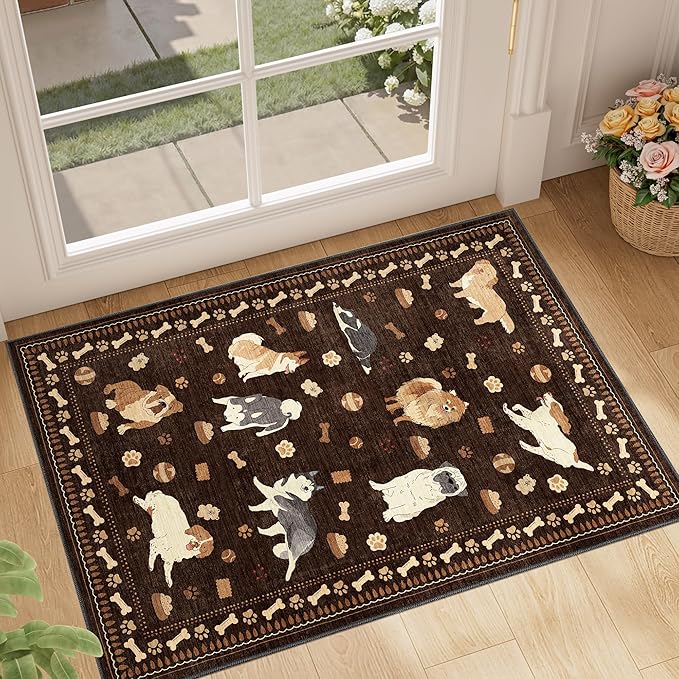 DUKINO 2x3 Bathroom Rugs, Washable Dog Kitchen Rug Non Slip, Stain Resistant by DUKINO