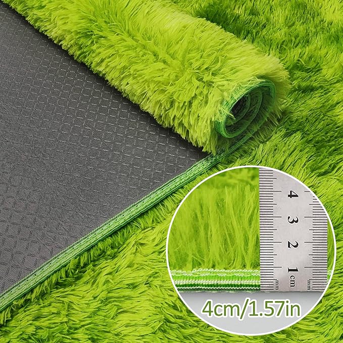 Tie-Dyed Runner Rug for Bedroom Green 2x5ft Fluffy Area Rug Bedside Runner Rug - Image 5