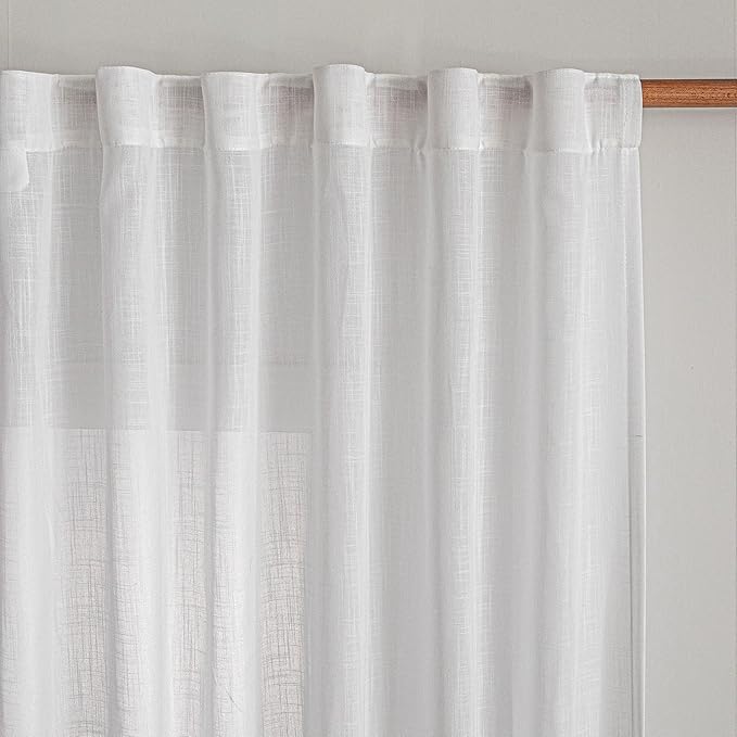 MYSKY HOME Floor to Ceiling Curtains 120 Inches Long White Semi Sheer Window by MYSKYHOME
