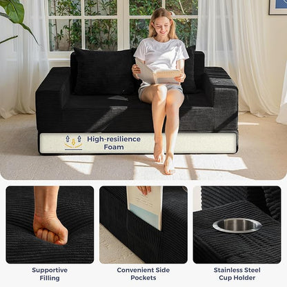 MAXYOYO Loveseat Sofa Bed, 4 in 1 Convertible Boneless Couch Folding Recliner - Image 7