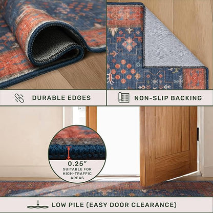 Navy Blue Area Rugs 9x12 Living Room, Dining Room Rugs - Image 5