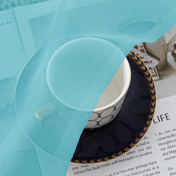 Simplebrand Aqua Sheer Curtains 96 Inches Long, Light Filtering Rod Pocket - Image 6