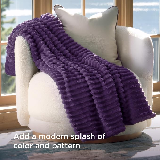 Bedsure Soft Twin Blanket for Bed Decor Gifts Purple 60"x80" | Birthday Gifts - Image 3