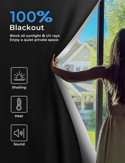 Blackout Curtains 48"x60" Portable No Drill Black Out Window Cover | 100% - Image 2