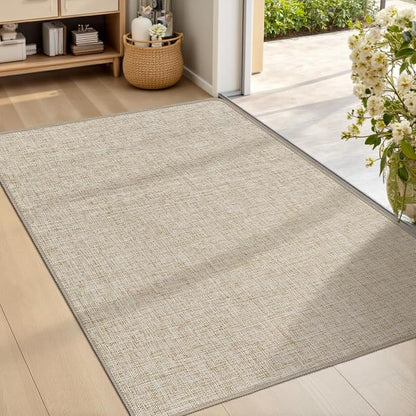 Ultra Thin Indoor Door Mat 24"x36", Non Slip Door Mat, Khaki | Low-Profile by LEKEEPGO