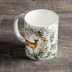 Maison d' Hermine Coffee Mug with Handles Fine Bone China Mugs Pack of One Tea Cups for Hot Beverages Cappuccino Latte Home Restaurant Office Perfect for Gift (Holly Time - Biche, 12 Ounce)