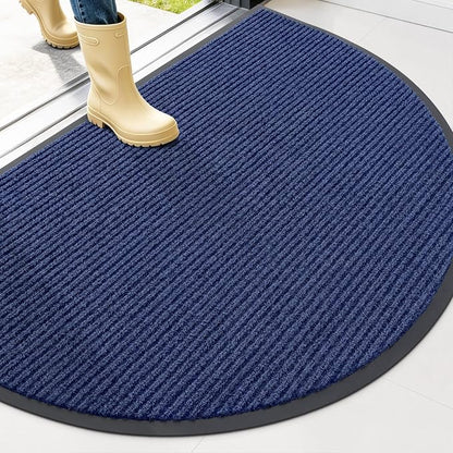 OLANLY Half Circle Front Door Mat 47x32, Waterproof Heavy-Duty Doormat | Blue by OLANLY