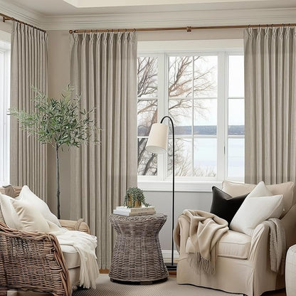 Burlywood Birch Taupe Pinch Pleated Linen W60xL102 Inch Curtains | - Image 8