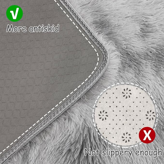 Small Area Rug for Bedroom 3x5ft Mini Tie Dye Grey Fluffy Rug Mat Bedside Throw - Image 3