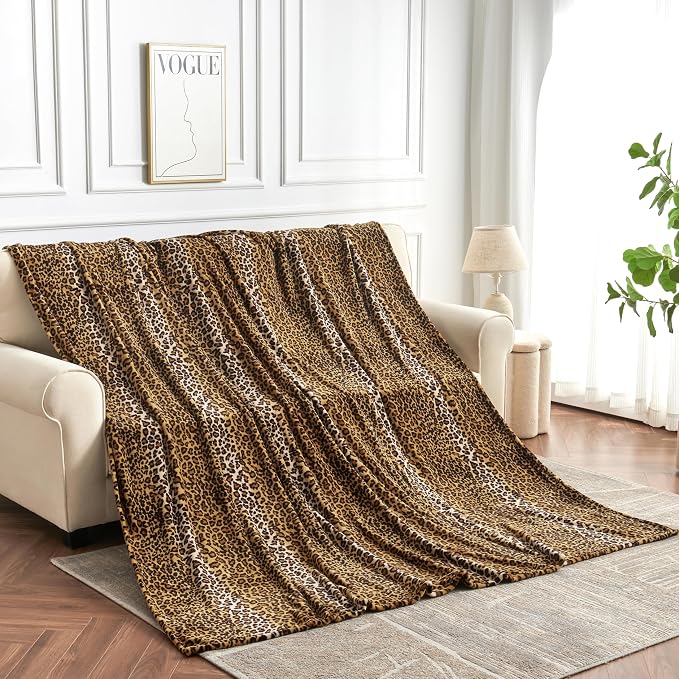 Edenleaf Fleece King Size Super Soft Cozy Leopard Print Blanket - Image 5