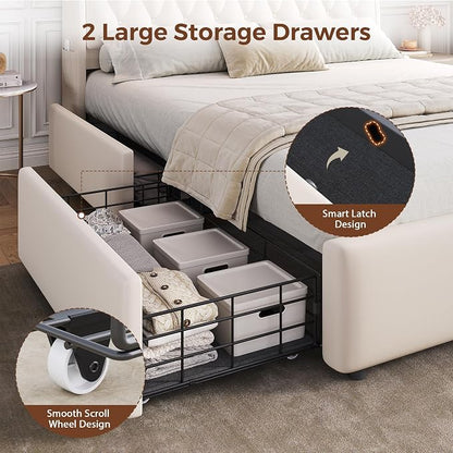 Queen LED Velvet Bed Frame - Image 6