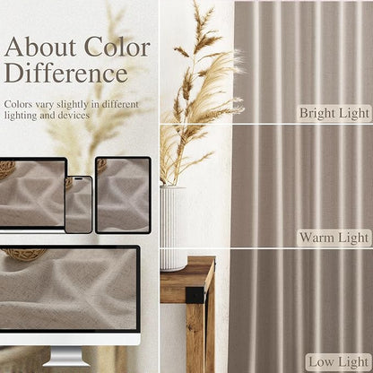 Ecru Curtains 90 Inches Long for Living Room Linen Blend Light Filtering Semi - Image 3