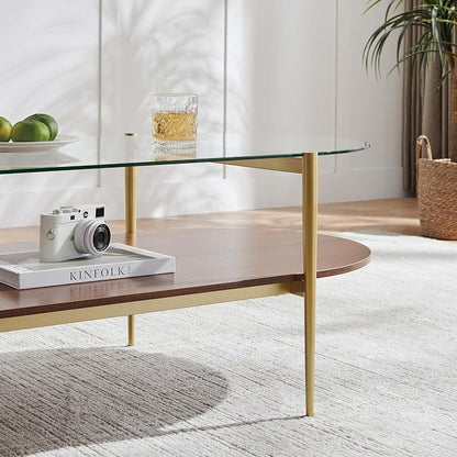 LumFurn X-Large Oval Glass Coffee Table, Mid-Century Modern Design, L47 x W24 x - Image 6