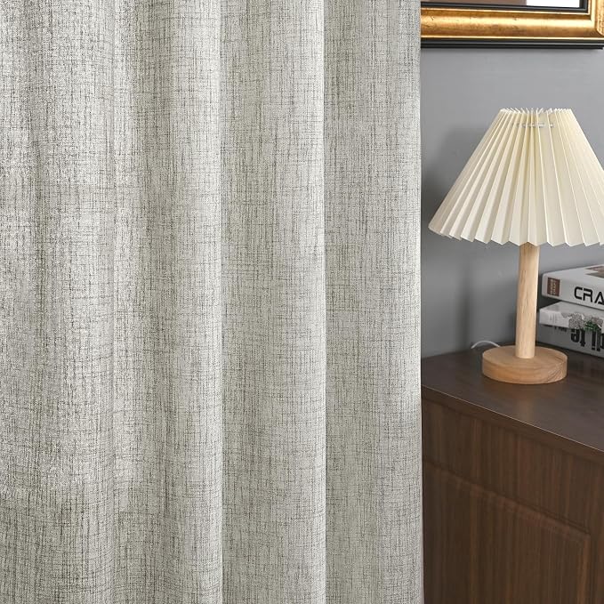 YoungsTex Dark Grey Linen Curtains 84 Inch Length 2 Panels - Image 5