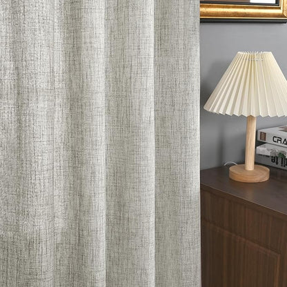 YoungsTex Dark Grey Linen Curtains 84 Inch Length 2 Panels - Image 5