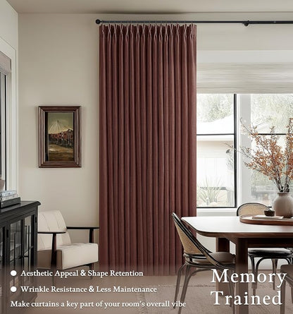 Linen Pleated Light Filter Sheer Rust Brown Curtains 80 Inch Long | Pleat Red - Image 6