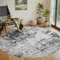 Round Rug 6ft Washable Rug for Dining Room Living Room Black Grey Gold | Modern by Aelenmu