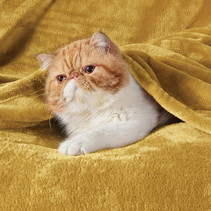 Bedsure GentleSoft Fleece Blankets King Size Gold Yellow - Image 2