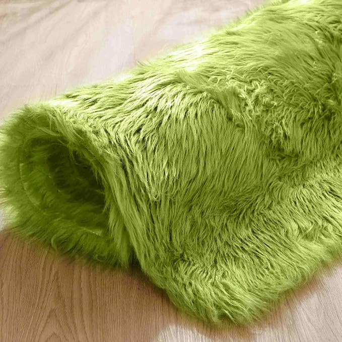 Goolela Lime Green Rug 4x6 Fluffy Fuzzy Furry Carpet - Image 7