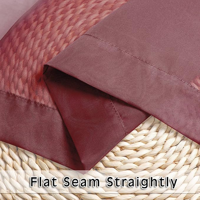 Burgundy Sheer Curtains 84 inch Length 2 Panels Set, Light Filtering Sheer - Image 6
