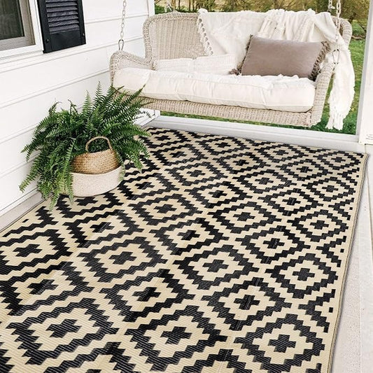 SAND MINE Waterproof Outdoor Rug 5x8 ft, Plastic Reversible Rug, Modern Area Rug by SANDMIND