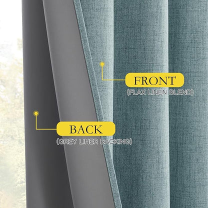 NICETOWN Skylark Blue Living Room Completely Shaded Linen Textured Draperies - Image 8