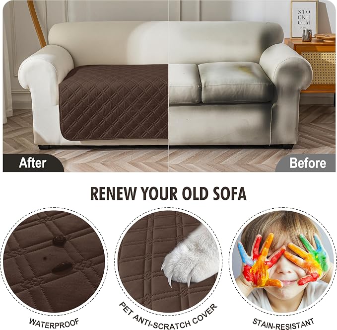 Genina Waterproof Couch Cover, Washable Anti-Slip 67 inch Sofa Covers - Image 4