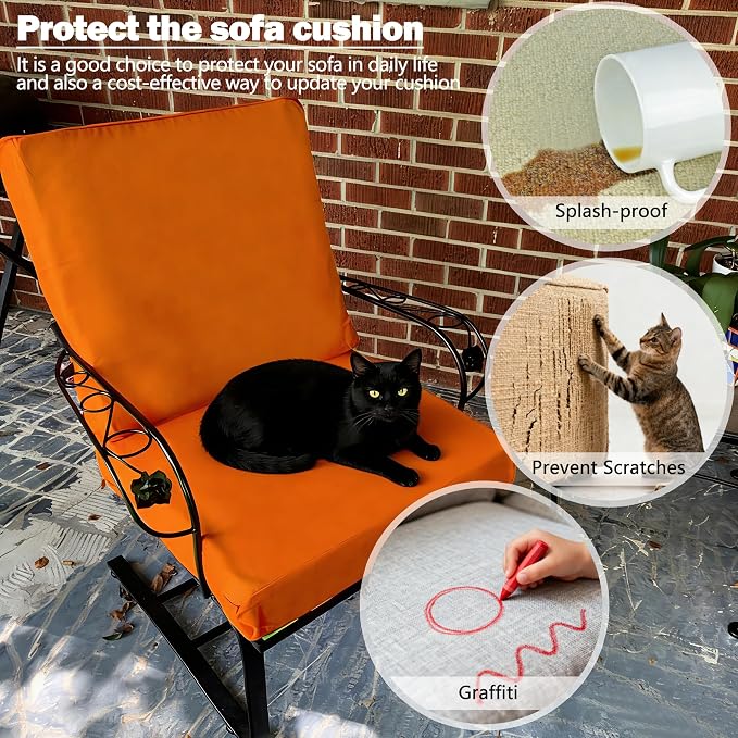 Sqodok Patio Cushion Cover 21x19 inch, Outdoor Seat Cushion Slip Cover - Image 7