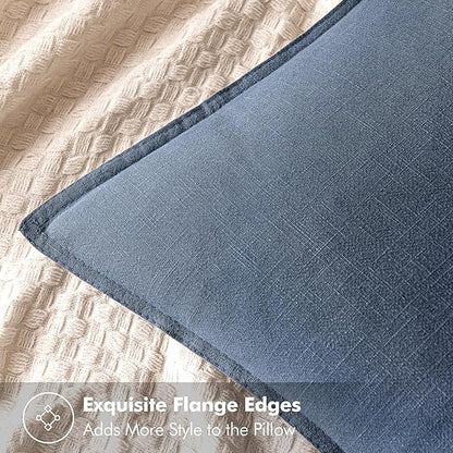 MIULEE Decorative Linen Euro Sham Pillow Covers 26x26 Inch Blue Ashes | Boho - Image 2