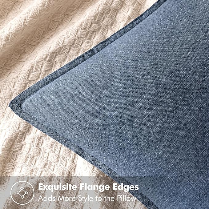 MIULEE Decorative Linen Pillow Covers 18x18 Inch Blue Ashes | Boho Farmhouse​ - Image 2
