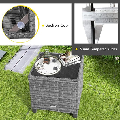 COSTWAY 3-Piece Patio Furniture Set, Outdoor Wicker Rattan Sofa - Image 6