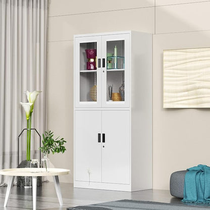 4 Door Display Cabinet with Adjustable Shelves, Locking Steel Storage Caninet - Image 6