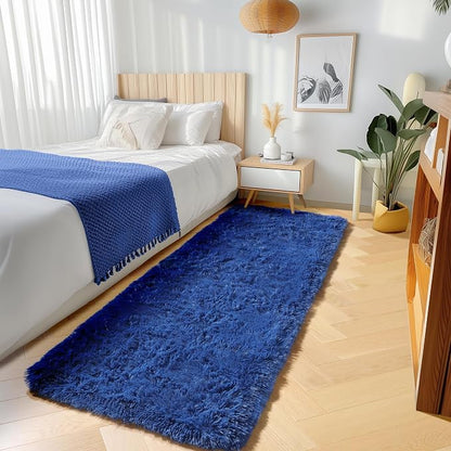 Navy Blue Runner Rugs for Boys Bedroom Living Room, Fluffy 2x6 Area Rug | Soft - Image 5
