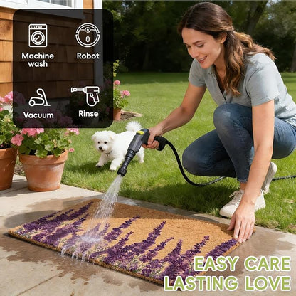 2 PCS Lavender Floral Welcome Door Mat Set, Farmhouse Spring Doormat - Image 5
