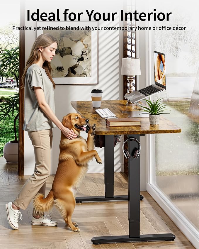 BIZUM Electric Standing Desk 60 x 24 Inch Computer Desk-Gaming Desk Rustic - Image 5