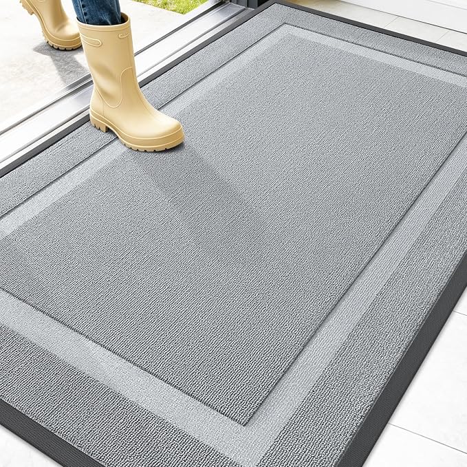 OLANLY Front Door Mat Outside 47x32, All-Season Heavy-Duty Rubber Doormat | Ash by OLANLY