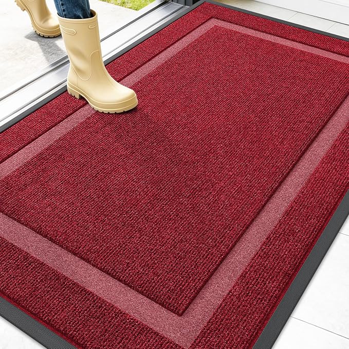 OLANLY Front Door Mat Outside 47x30, All-Season Heavy-Duty Rubber Doormat | by OLANLY