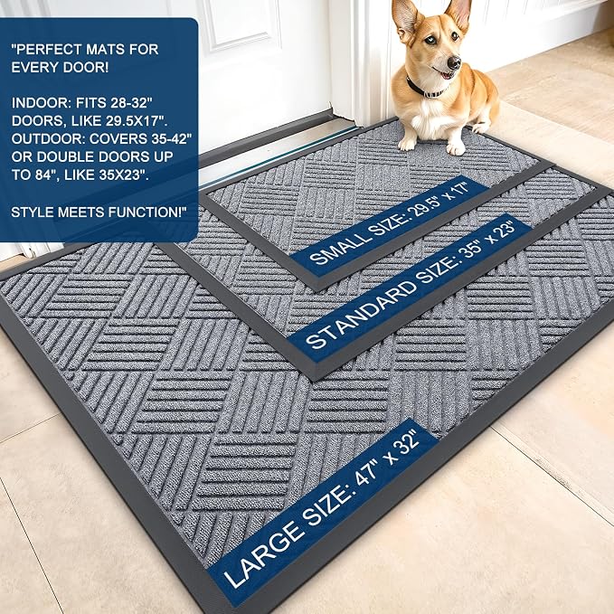OLANLY Front Door Mat Outside Entrance 35x23, Waterproof Heavy-Duty Doormat | - Image 2